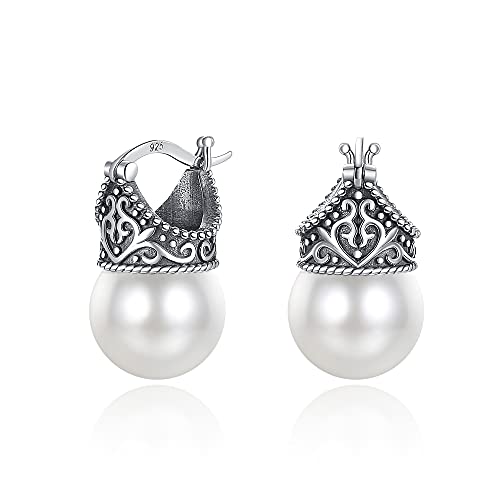 Pendientes de plata de ley 925 con lágrima pendientes perla, un regalo único de joyería natural hecha a mano de, hipoalergénicos pendientes es un regalo para madres, esposas y niñas(blanco)