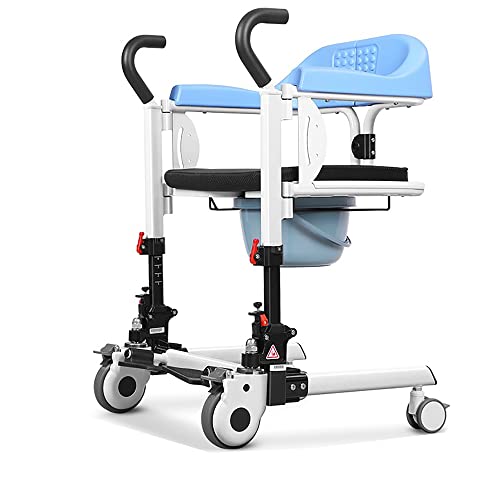 Silla de ruedas elevadora para pacientes, silla de ducha portátil para el hogar, con asiento dividido de 360 ​​°, silla con inodoro junto a la cama y respaldo y silla de transferencia para ir al bañ