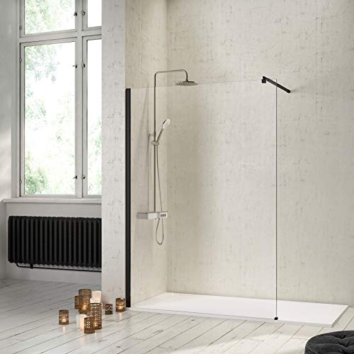Panel fijo de ducha FRESH PERFIL NEGRO 120 cm