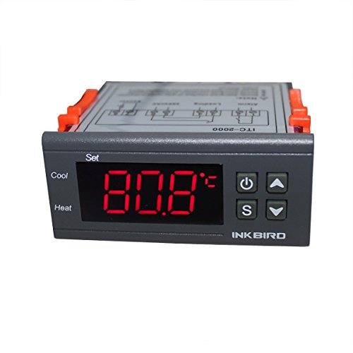Inkbird ITC-2000 220V Termostato Digital Double Relés Control de Temperatura Calefacción/Refrigeración + Conexión de Alarma para Ventilador, Incubación, Calentador de Agua y Enfriador Industrial