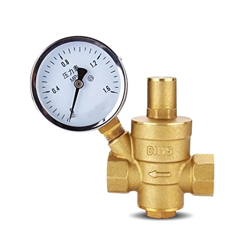 regulador de presion agua G 1/2,3/4,1,2, válvula de mantenimiento reductora de presión de agua de latón DN15/DN20/DN25/DN32 regulador de válvula de alivio ajustable (Size : DN40, Color : With Gauge