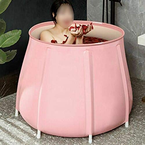 Bañera plegable para adulto, bañera de ducha de PVC, material grueso, antideslizante, bañeras con tapa de baño, 70 x 70 cm, rosa