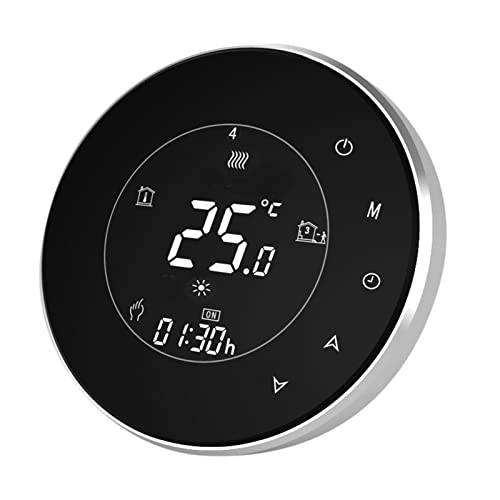 Qiumi Termostato Redondo WiFi Termostato de Agua programable de WiFi Pantalla LCD El Controlador de Temperatura Funciona con Amazon Alexa Google Home IFTTT 5A 95~240V AC