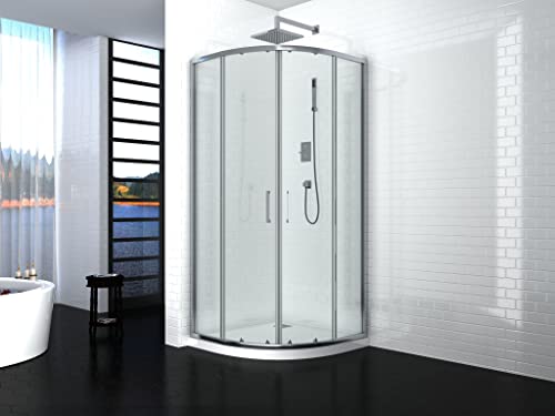 Caja de ducha Diana estondada, 90 x 90 cm, cristal de 4 mm, semimicular y mate (transparente)