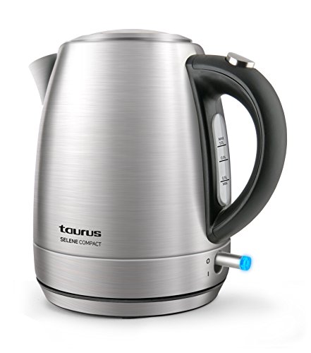 Taurus Selene Compac Hervidor de agua, cuerpo de Inox, 2200 W, 1 liter, Jarra sin cable, Filtro extraíble, color plateado