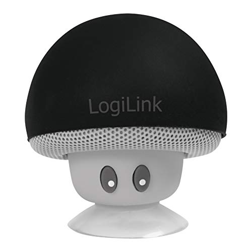 LogiLink SP0054BK - Mobile Bluetooth Speaker, Mushroom Design with Hands-Free Function and Suction Cup in Black