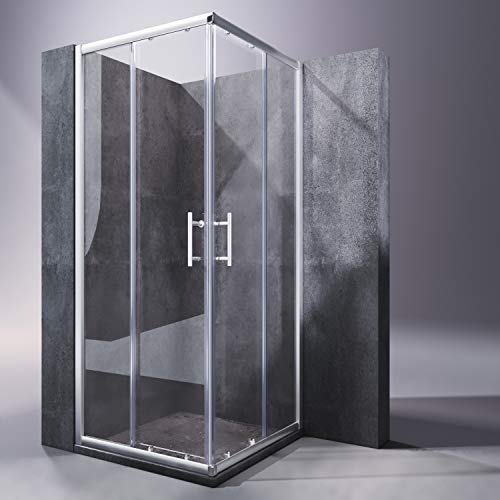 SONNI Mampara de Ducha Puerta Corredera 90x80x185cm, Cabina de Ducha de Cristal Templado 5mm Transparente con Nano Revestimiento Antical