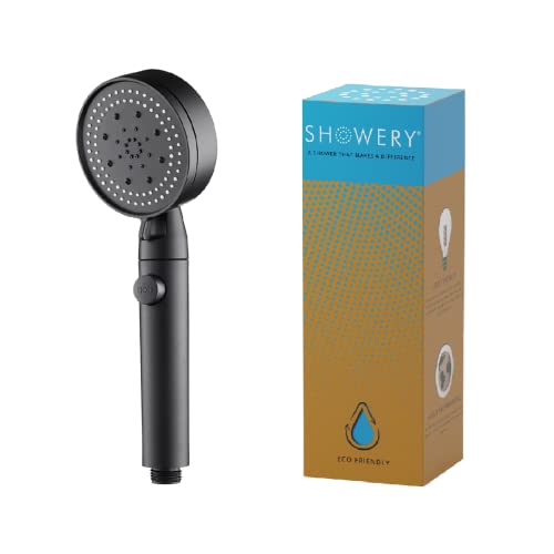 Showery® Alcachofa de ducha de alta presión con 5 ajustes de pulverización con botón de parada ecológico solo para duchas no eléctricas