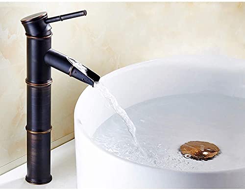 Grifo de baño, grifo de lavabo de bronce retro, grifo de un solo orificio de agua fría y caliente, adecuado para diámetros interiores de 1,25in a 1,57in