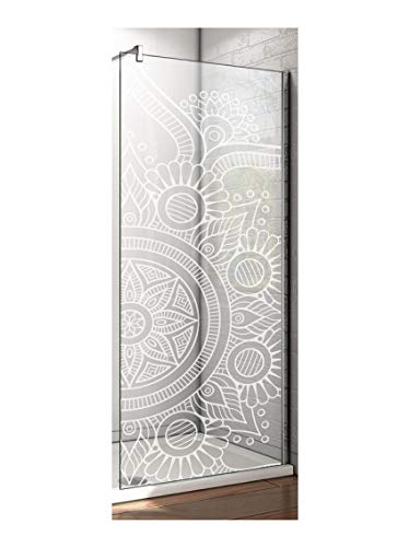 CustomGlass Mampara Panel fijo para ducha cristal de seguridad de 8 mm con una impresión digital directa (Altura 195 x ancho 90 cm)