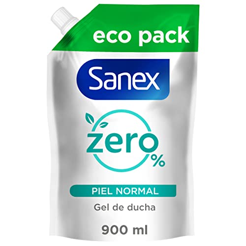 Sanex Zero%, Gel de Ducha o Baño para Pieles Normales, Hidratante, Recambio 900ml