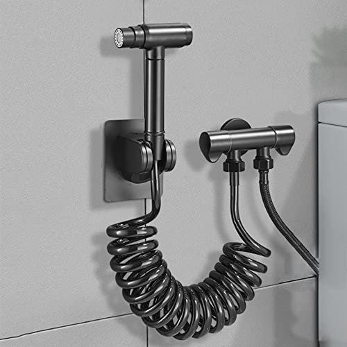 BiaoTeng duchas higienicas para wc negro ducha bidet wc grifo bidet para wc pulverizador de inodoro Modo Dual Con Manguera De 3 M G1/2 Grifo Doble Para Baño,negro