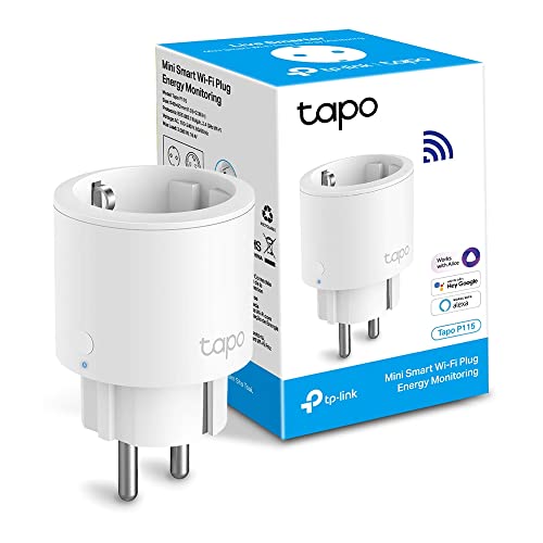 TP-Link Tapo P115 - Mini Enchufe Inteligente Wi-Fi con Monitoreo Energético, Programar el Encendido/Apagado, Ahorro Energía, Compatible con Alexa y Google Home, Color Blanco