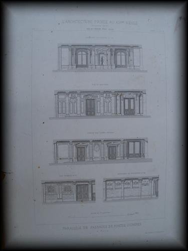 Lámina - Plate : L'Architecture Privée au XIX Siècle par César Daly - Parallèle de Passages de Portes Cochéres