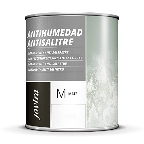 Pintura Antihumedad Antisalitre Blanco Mate impermeabilizante, Protege y aísla fachadas, muros, paredes (750 Mililitros)