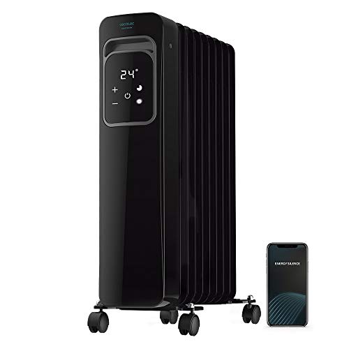 Cecotec Radiador Eléctrico de Aceite Ready Warm 9000 Touch Connected Black. Bajo Consumo, 9 Elementos, 2000 W, Control por App, 3 Modos de funcionamiento, Pantalla LCD, Táctil, Temporizador, 20 m2