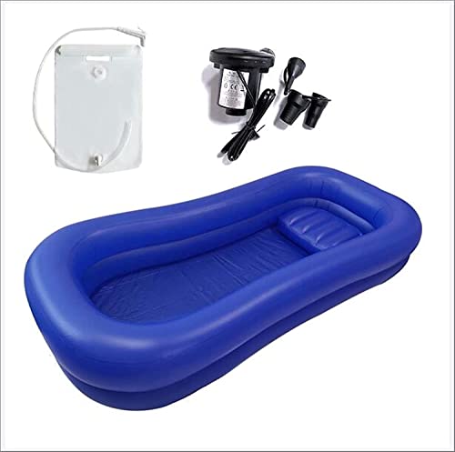 FOOJO Sistema de bañera de Ducha Inflable, bañera portátil de PVC con Kit de Lavabo de Ducha con Bomba, para Ancianos, discapacitados, Pacientes postrados en Cama (Color : Electric Pump)