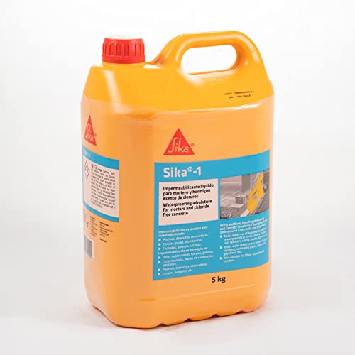 Sika 1a, Aditivo impermeabilizante, listo para su uso, para mortero y hormigón, sin cloruros, Amarillo, 5L
