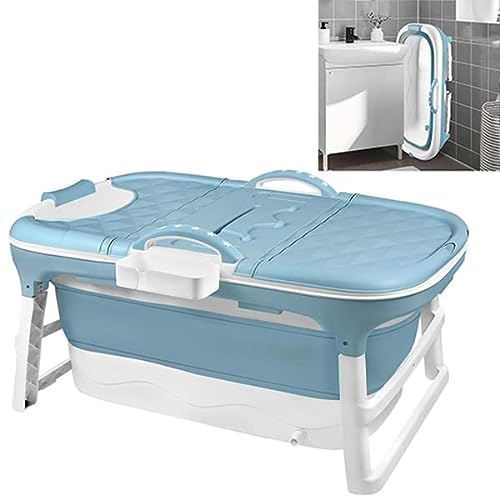 YUENFONG Bañera para adultos plegable Bathtub bañera, bandeja de ducha plegable con cubierta extraíble, material PP y plástico, tamaño: 118 x 62 x 52 cm