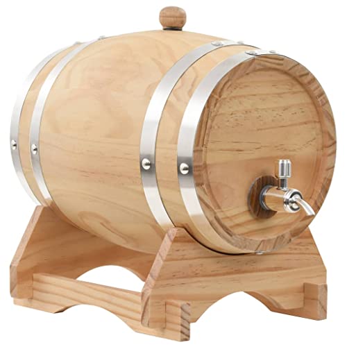 DCRAF Color: Natural - Barril de vino con grifo de madera maciza de pino (6 L)