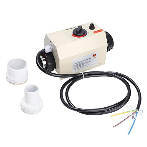 Weiyiroty Termostato Digital 3KW Mini Agua Calentador Controlador para Piscina Masaje Bañera Baño SPA Equipado con Agua Fluir Cambiar y Ultra Alto Temperatura Proteccion Cambiar(Estilo de la UE)