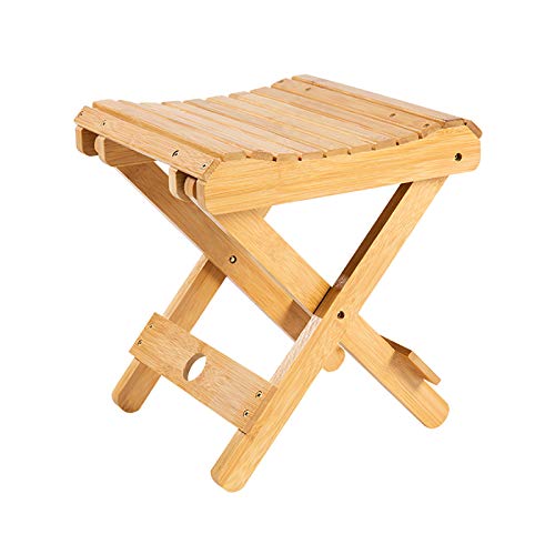 SANGDA Taburete plegable de bambú, taburete de ducha de madera para el hogar, portátil, plegable, asiento de ducha, para afeitar, para jardín, baño, balcón, spa