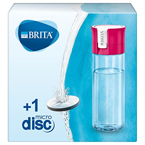 Botella filtrante BRITA Rosa- Filtro Tecnología MicroDisc, Óptimo sabor para disfrutar en cualquier lugar, Botella de Agua sin BPA, 0.6 litros