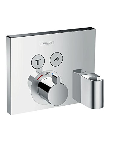 Hansgrohe 15765000 ShowerSelect termostato con 2 llaves de paso, toma de agua y soporte, cromo