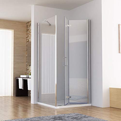 Cabina de ducha 75 – 120 cm puerta plegable 70 – 90 cm pared lateral Nano Cristal 197 cm de altura