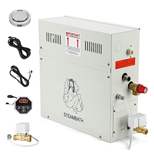 CGOLDENWALL 9KW Generador de Vapor Kit 220V Auto-Drenaje para Doméstico Comercial, Apto para Sauna/Ducha/Baño/SPA, con Controlador Digital- Calentamiento automático 35-55℃ para Espacio de 8.5m³