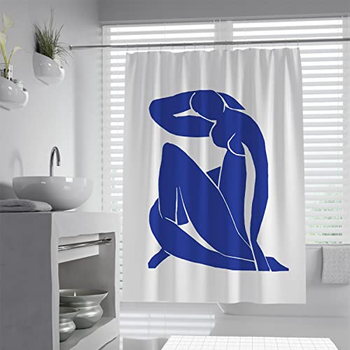 Bywoo Decor Henri Matisse Cortina de Ducha Poster Print Cortinas de Ducha rústicas Azul Tela de Tela Extra Larga Mampara de baño Cortina de bañera Decoración 220x180cm