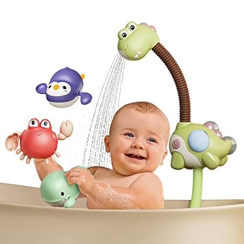 Juguete de baño para bebé - Cabezal de Ducha eléctrica de 360 ° Agua Bañera Juguete, 3 Paquete de Viento Piscina de Juguetes Tina de natación Regalos de Ducha para niños 1 2 3 4 5 años
