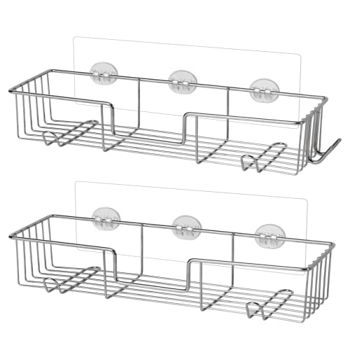 Vinabo 2 Piezas Estante de Ducha, Estante de Ducha Sin Taladrar Acero inoxidable, Autoadhesivo Estanterías para Baño, Estanterías para Baño, para Baño y Cocina