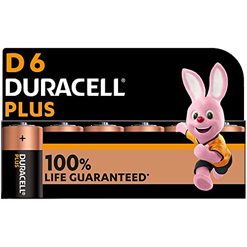 Duracell - Pilas alcalinas Plus D, 1.5 Voltios LR20 MN1300, paquete de 6, Exclusivo de Amazon