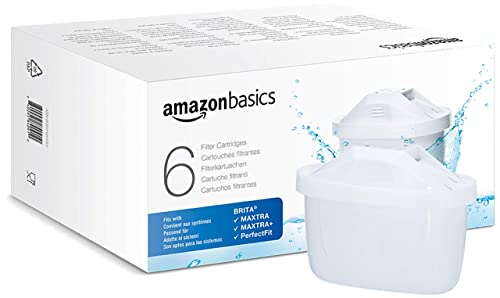 Amazon Basics Cartuchos de filtro de agua, para usar con jarras con filtro de agua Brita Maxtra/Maxtra+/PerfectFit o de Amazon Basics | 6 unidades