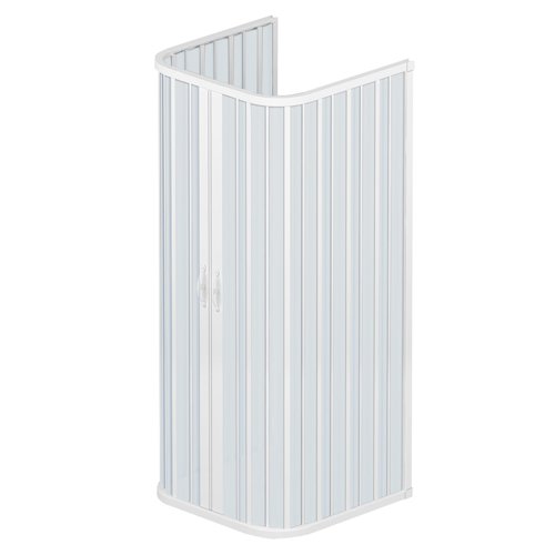 Rollplast - Mampara de ducha, de fuelle, dim. 100 x 100 x 100 x 185 cm, de PVC, de tres lados, dos puertas, con apertura central, color blanco, BSAT2CONCC28100100 -