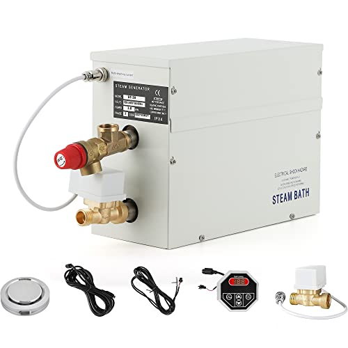 CGOLDENWALL Generador de Vapor para Sauna 3KW 220V de Casera, Ideal para Sauna/Ducha/Baño/SPA, con Sistema de Autodrenaje, Controlador Digital LED 35-55℃ para 3 m³ de Espacio Calentar