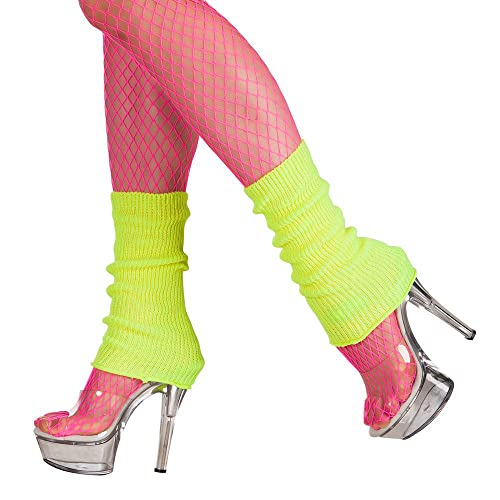 Boland 01752 - Calentadores para adultos, amarillo neón, talla única, puños, calcetines, sobre rodillas, años 80, fiesta del lema, carnaval
