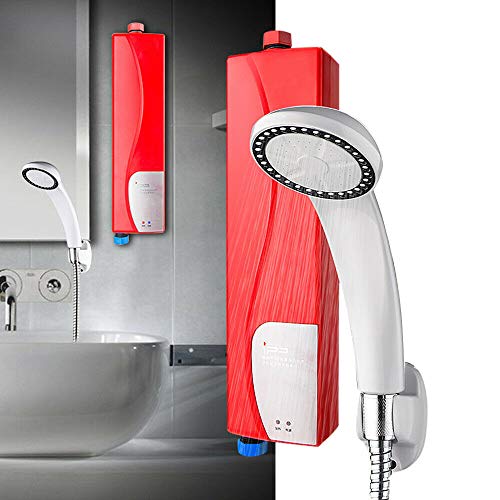 Calentador eléctrico instantáneo de 3000 W, mini calentador de agua electrónico con kit de ducha, calentador de agua eléctrico portátil para cocina y baño