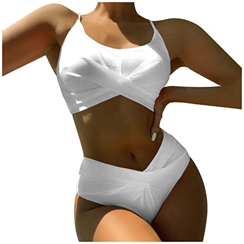 Camiseta de los hombres cuello en V cintura empujar cintura bikini trajes de baño mujeres trajes de baño altos trajes de baño bikinis mujer traje de baño conjunto roca duro relojes, Blanco, S