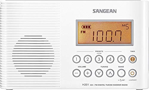 Sangean H201W H-201 - Receptor FM/Am/RDS y Reloj, Blanco