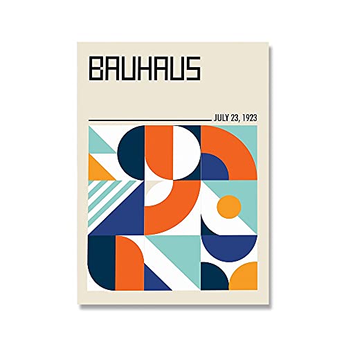 Exposición Bauhaus 1923, cuadro de arte de pared geométrico único, impresión de póster minimalista retro, pintura en lienzo sin marco A1 15x20cm