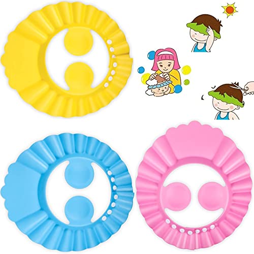 TuoFang 3 Pcs Gorro de Ducha Bebé, Sombrero para el Baño del Bebé, Sombrero de Champú de Baño Ajustable, Protección para Niños Sombrero de Orejera para el Cuidado del Bebé para Niños Pequeños
