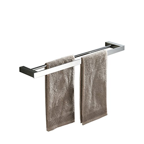 Toallero para baño montado en la pared, barra de toalla doble, 40 cm, cromo pulido, acero inoxidable Beelee BA8502C-40