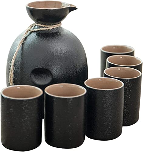 Juego De Tazas De Sake Japonesas, 7 Piezas De Cerámica De Porcelana, Tazas De Cerámica Tradicionales, Artesanías, Copas De Vino, Juego De Sake Japonés con 1 Botella De Servicio De Sake Y 6 Tazas De S