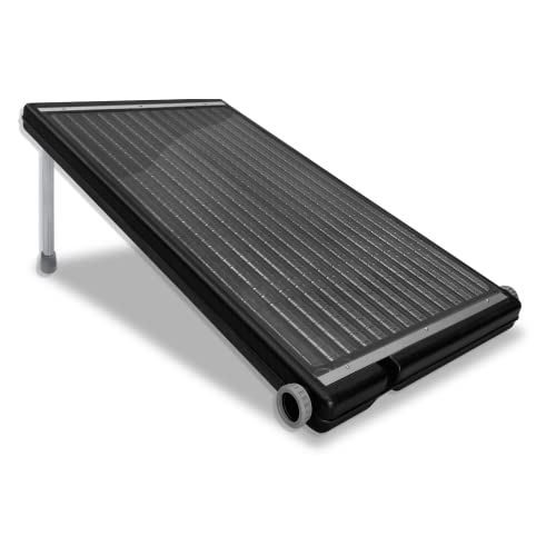 SUBTLETY Calentador solar para piscina, 111 x 66 cm, panel solar de plástico PP con patas de apoyo, accesorio para calefacción solar para piscina o ducha de jardín, calentamiento del agua (negro)