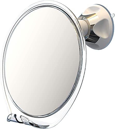 Luxo - Espejo de afeitado para el baño con revestimiento antivaho y una potente ventosa - Espejo para la ducha con soporte para cuchilla y pinzas