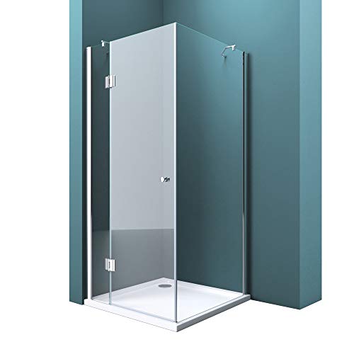 Mai & Mai Mampara de ducha de esquina 75x80x190cm Cabina de ducha de vidrio de seguridad templado transparente con nano revestimiento de fácil limpieza R05K