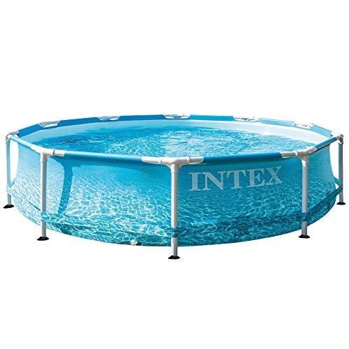 Intex 28206NP - Piscina desmontable redonda INTEX, piscina Metal Frame, medidas Ø305x76 cm, 4.485 litros, diseño fotorrealista del fondo marino, INTEX 55240