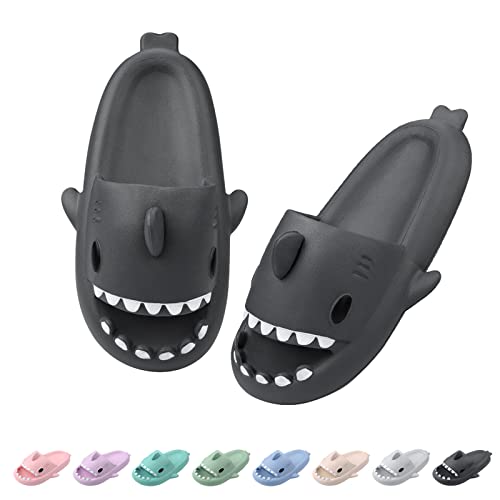 Dsaren Shark Slippers Zapatillas de Baño Hombre Mujer Antideslizante Sandalias Piscina Chanclas Playa Ducha Verano Pantuflas Suela Gruesa Casa Unisex (Gris Oscuro, numeric_42)